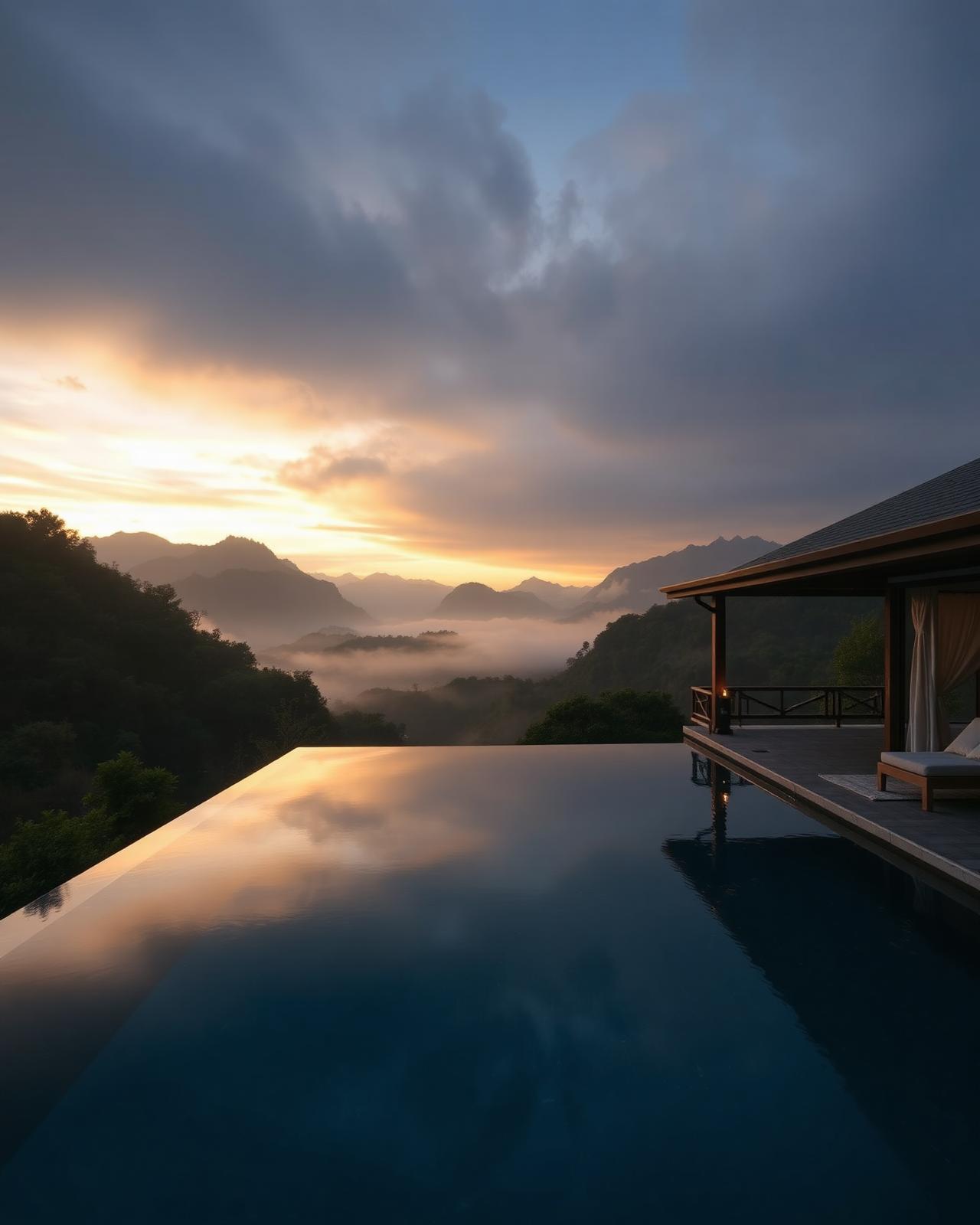 Mountain villa at sunrise